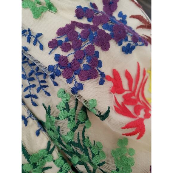 Toccin NY Women's Green Multi Embroidered Coral-Print Halter Midi-Dress Sz 6 (V - Picture 9 of 9